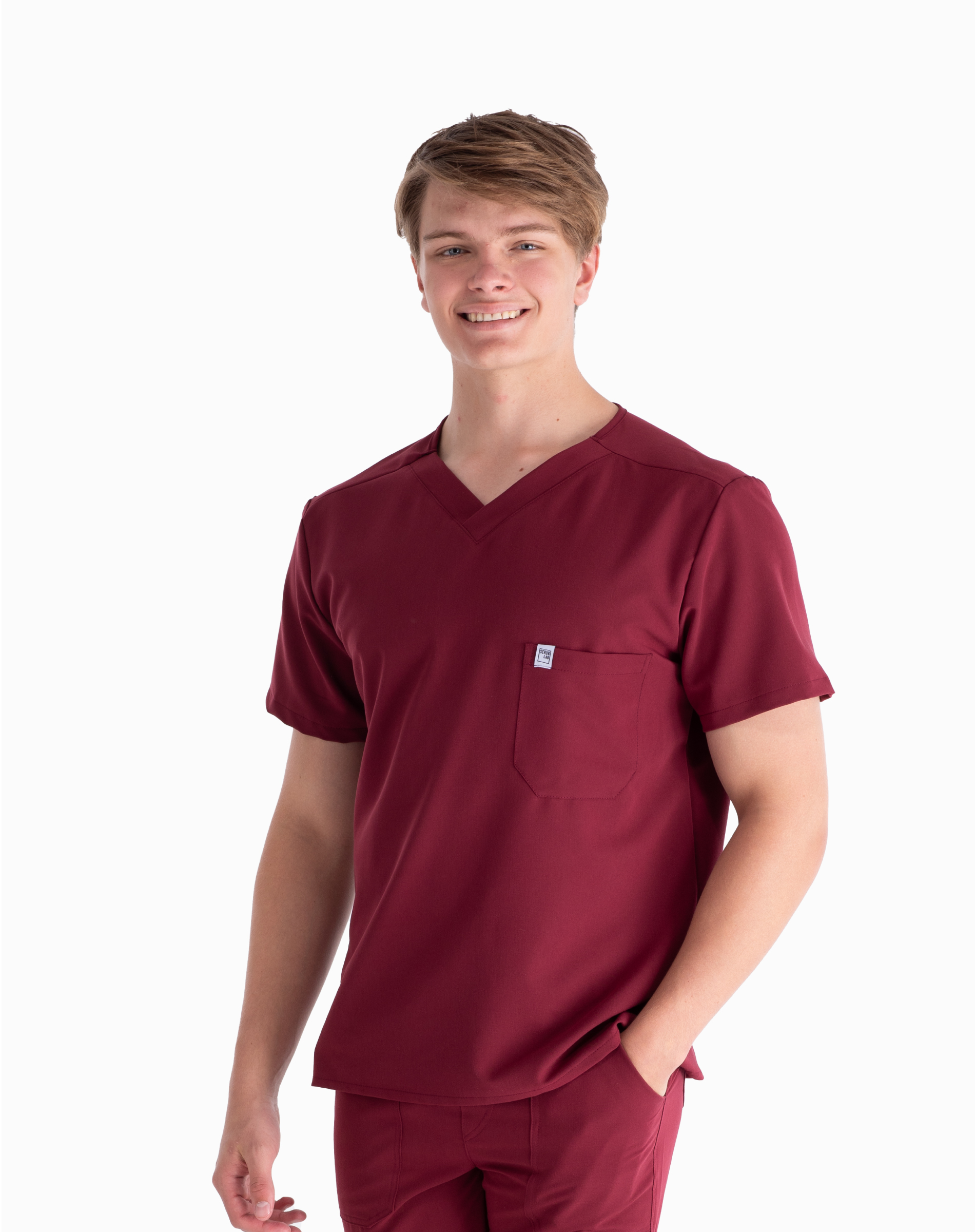 NICK-Navy-Top-Scrublab-template_Maroon- Top Half Left