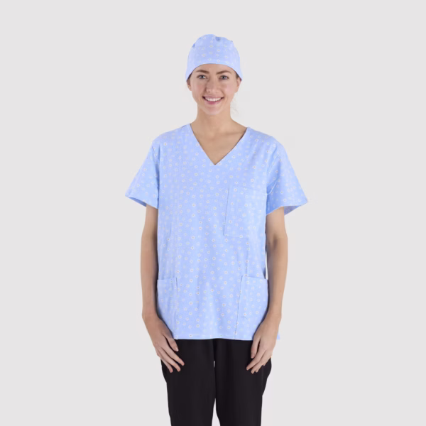 Baby Blue Sunflowers_Women_Cotton Spandex_01 Baby Blue Sunflowers Women Cotton Spandex 01