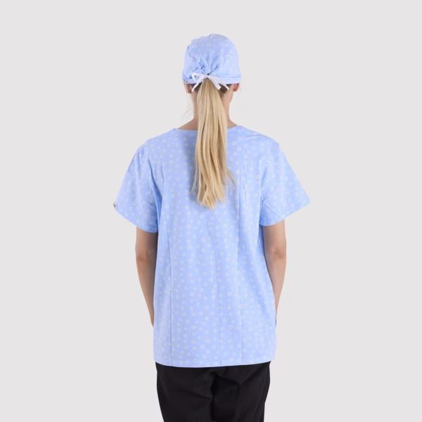 Baby Blue Sunflowers_Women_Cotton Spandex_03 Baby Blue Sunflowers Women Cotton Spandex 03