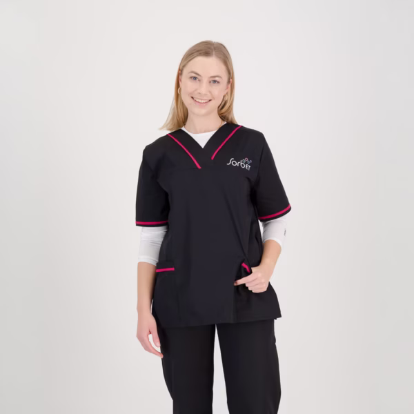 Sorbet Scrub_Salon with Raspberry piping Sorbet Scrub Tops - Salon with Raspberry Piping